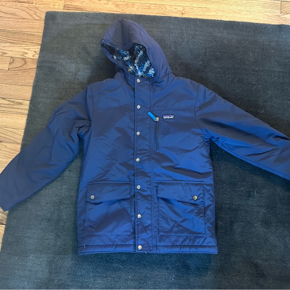 Patagonia Blue Jacket with Hood and Elasticized Cuffs